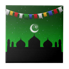 Farbenfrohe Gärten mit Moschee Fliese