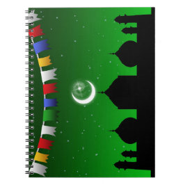 Farbenfrohe Gärten mit Moschee Notizblock