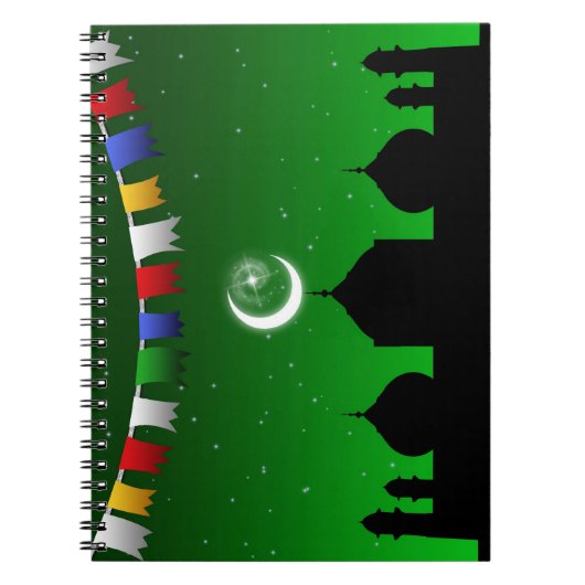 Farbenfrohe Gärten mit Moschee Notizblock (Vorderseite)