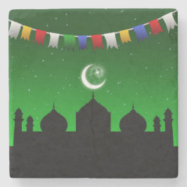 Farbenfrohe Gärten mit Moschee Steinuntersetzer