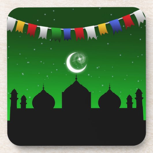 Farbenfrohe Gärten mit Moschee Untersetzer (Vorderseite)