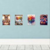 Farbenfrohe Gartenanlage Lugano Gestern und Heute Bilderwand Sets (Holzboden)