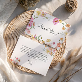 Farbenfrohe Gartenblumen Brautdusche  Dankeskarte