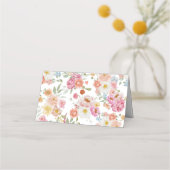 Farbenfrohe Gartenblumen Hochzeit  Platzkarte (Rückseite)