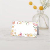 Farbenfrohe Gartenblumen Hochzeit  Platzkarte (Vorderseite)