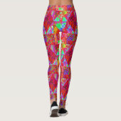 Farbenfrohe Gartenquiltmalerei mit Red Hydrangea Leggings (Rückseite)