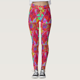 Farbenfrohe Gartenquiltmalerei mit Red Hydrangea Leggings