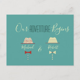 Farbenfrohe Gay Wedding rettet das Datum Ankündigungspostkarte