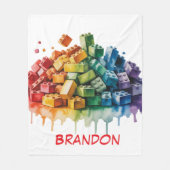 Farbenfrohe Gebäude Blocks Explosion Geburtstagspa Fleecedecke (Vorderseite)