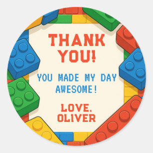 Farbenfrohe Gebäude Blocks Vielen Dank Tag Runder Aufkleber