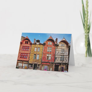 Farbenfrohe Gebäude in Troyes Frankreich Grußkarte Karte