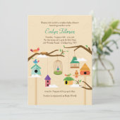 Farbenfrohe Geburtshäuser Einladung (Stehend Vorderseite)