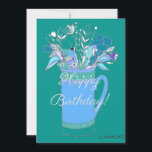 Farbenfrohe Geburtstags-Blume in Tasse Feiertagskarte<br><div class="desc">Ein originelles Kunstwerk der Blume Linda Kavalsky,  das den Tag eines Menschen aufheitern lässt!</div>