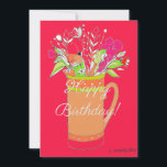 Farbenfrohe Geburtstags-Blume in Tasse Feiertagskarte<br><div class="desc">Ein originelles Kunstwerk der Blume von Linda Kavalsky.</div>