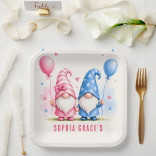 Farbenfrohe Geburtstags-Gnome Pappteller