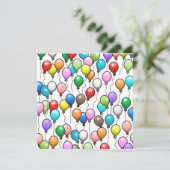 Farbenfrohe Geburtstagsballons Einladung (Stehend Vorderseite)