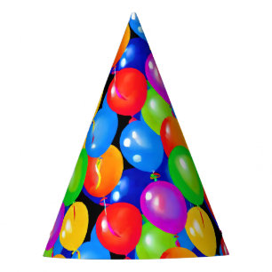 Farbenfrohe Geburtstagsballons Partyhütchen