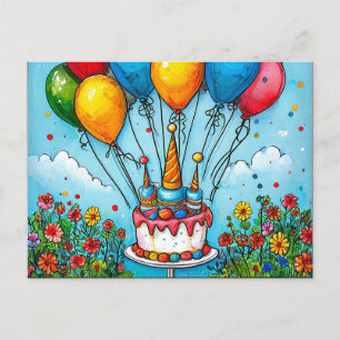 Farbenfrohe Geburtstagsballons Postkarte