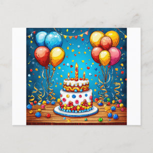 Farbenfrohe Geburtstagsballons Postkarte