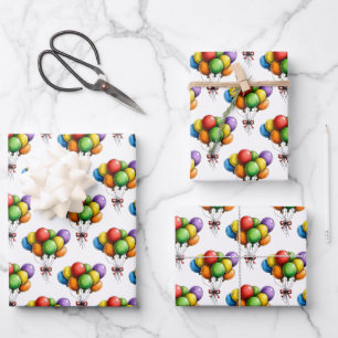 Farbenfrohe Geburtstagsfeier-Ballonbouquet Geschenkpapier Set