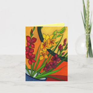 Farbenfrohe Geburtstagskarte Gladiolus August Blum Karte