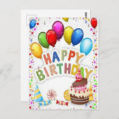 Farbenfrohe Geburtstagskarte Postkarte (Vorne/Hinten)