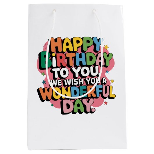 Farbenfrohe Geburtstagswünsche Mittlere Geschenktüte (Vorderseite)