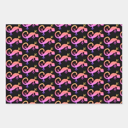 Farbenfrohe Gecko Lizard Geschenkpapier Set (Vorderseite 3)