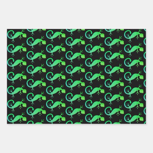 Farbenfrohe Gecko Lizard Geschenkpapier Set (Vorderseite 2)