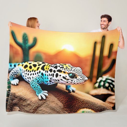 Farbenfrohe Gecko Rocks Design Fleecedecke (Beispiel)