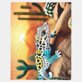 Farbenfrohe Gecko Rocks Design Fleecedecke (Vorderseite)