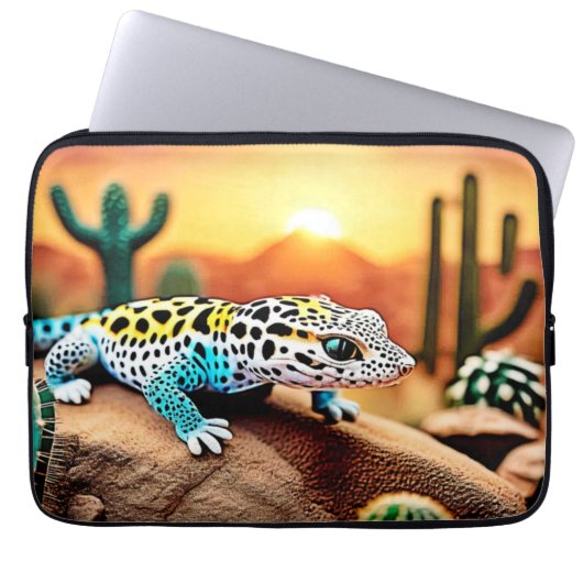 Farbenfrohe Gecko Rocks Design Laptopschutzhülle (Vorderseite)