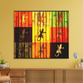 Farbenfrohe Geckos - überzogene Canvas Leinwanddruck (Insitu (Wohnzimmer))