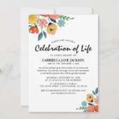 Farbenfrohe Gedenkstätte | Lebensfeier Einladung (Vorderseite)