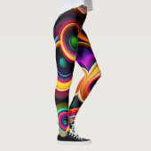 Farbenfrohe gedrehte Halbkreise Regenbogenmuster Leggings (Rechts)