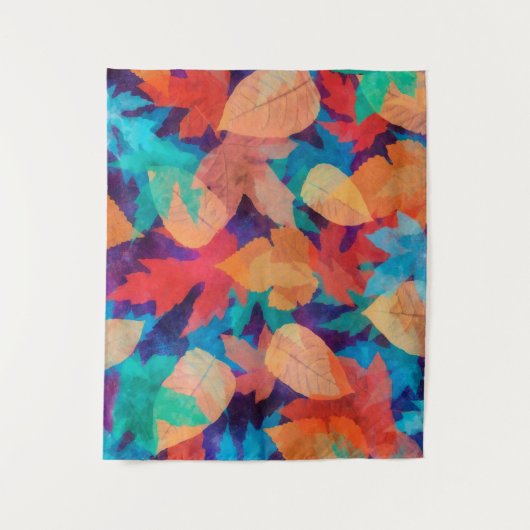 Farbenfrohe gefallene Blätter Wandteppich (Vorderseite)