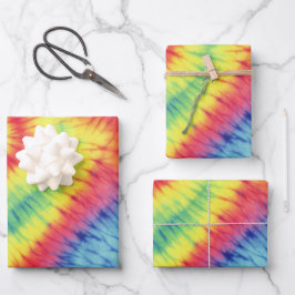 Farbenfrohe Gefärbte Krawatte Geschenkpapier Set