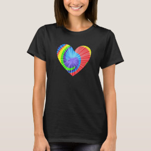 Farbenfrohe Gefärbte Krawatte Herz T-Shirt