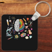 Farbenfrohe Gefärbte Krawatte Hirnforschung Art Ne Schlüsselanhänger (Rückseite)