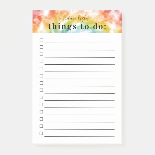 Farbenfrohe Gefärbte Krawatte Muster | Monogramm Post-it Klebezettel (Vorderseite)