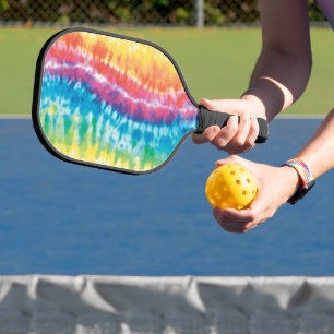 Farbenfrohe Gefärbte Krawatte Muster Pickleball Schläger