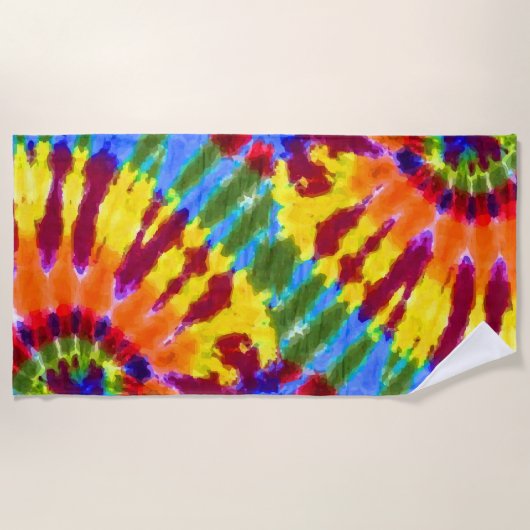 Farbenfrohe Gefärbte Krawatte Strandtuch (Vorderseite)