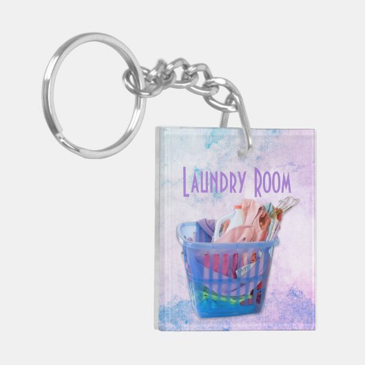 Farbenfrohe geflochtene Wäsche über Gefahren in bl Schlüsselanhänger (Vorderseite links)