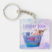 Farbenfrohe geflochtene Wäsche über Gefahren in bl Schlüsselanhänger (Vorderseite)