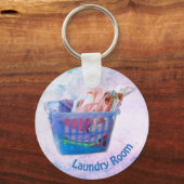 Farbenfrohe geflochtene Wäsche über Gefahren in bl Schlüsselanhänger (Rückseite)