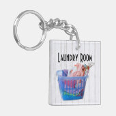 Farbenfrohe geflochtene Wäsche über Gefahren in bl Schlüsselanhänger (Vorderseite links)