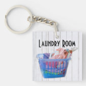 Farbenfrohe geflochtene Wäsche über Gefahren in bl Schlüsselanhänger (Vorderseite)