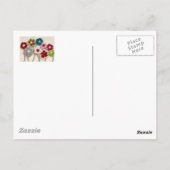 farbenfrohe gehäkelte Blumen Postkarte (Rückseite)