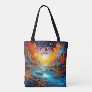 Farbenfrohe geheimnisvolle Landschaft Tasche