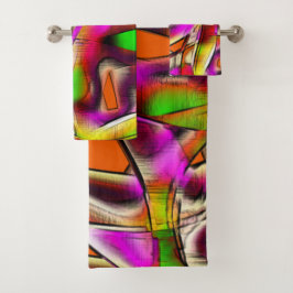 Farbenfrohe, gekrönte Ausschnitte mit rosa und ges Badhandtuch Set